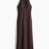 H & M - Linnen halterjurk - Donkerbruin