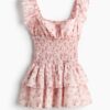 H & M - Jurk met gesmokte taille - Lichtroze/Bloemen