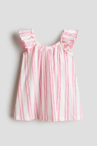 H & M - Jurk van structuurtricot - Roze/Gestreept