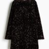 H & M - Mini-jurk met pailletten - Donkerbruin
