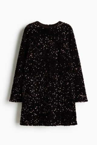 H & M - Mini-jurk met pailletten - Donkerbruin