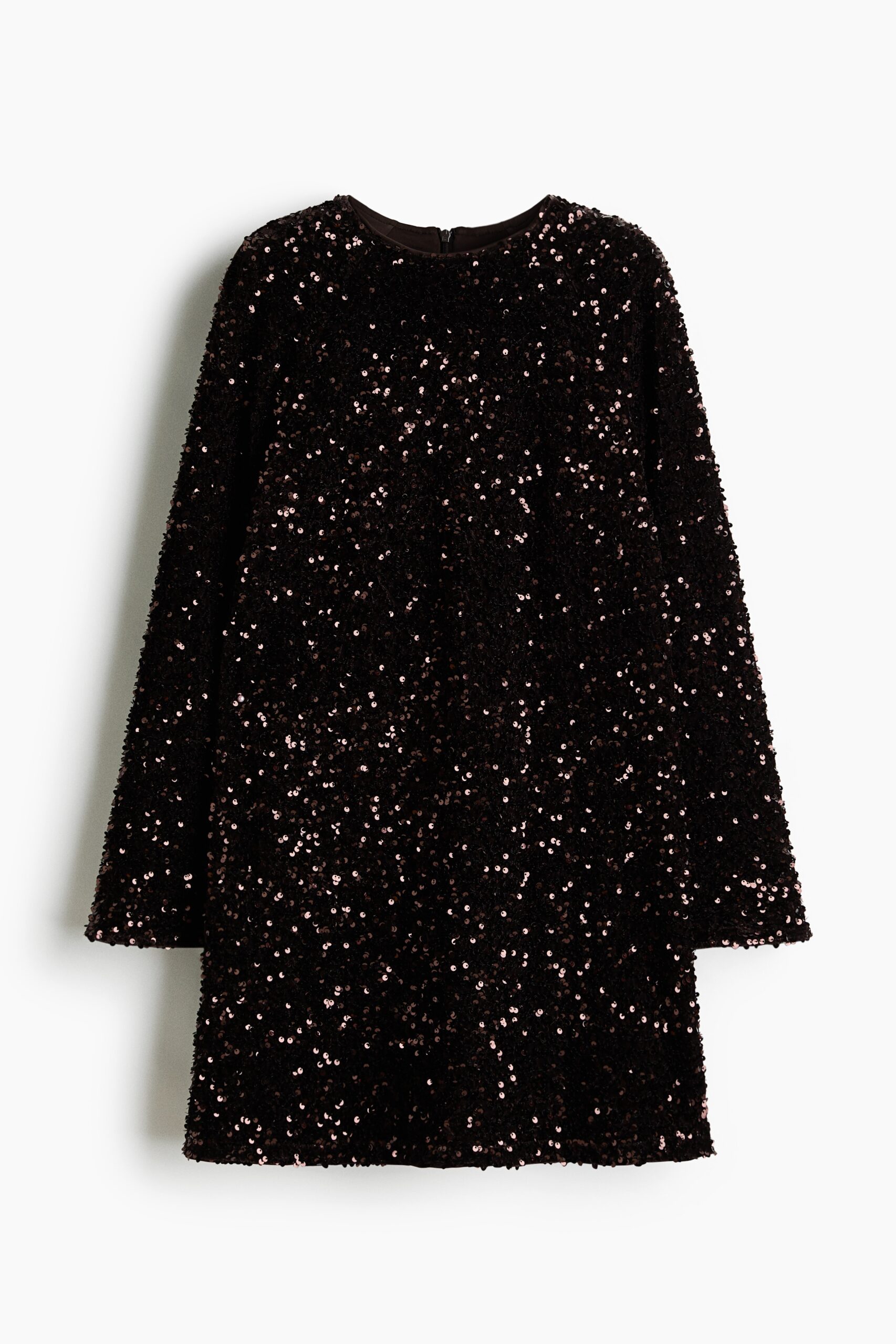 H & M - Mini-jurk met pailletten - Donkerbruin