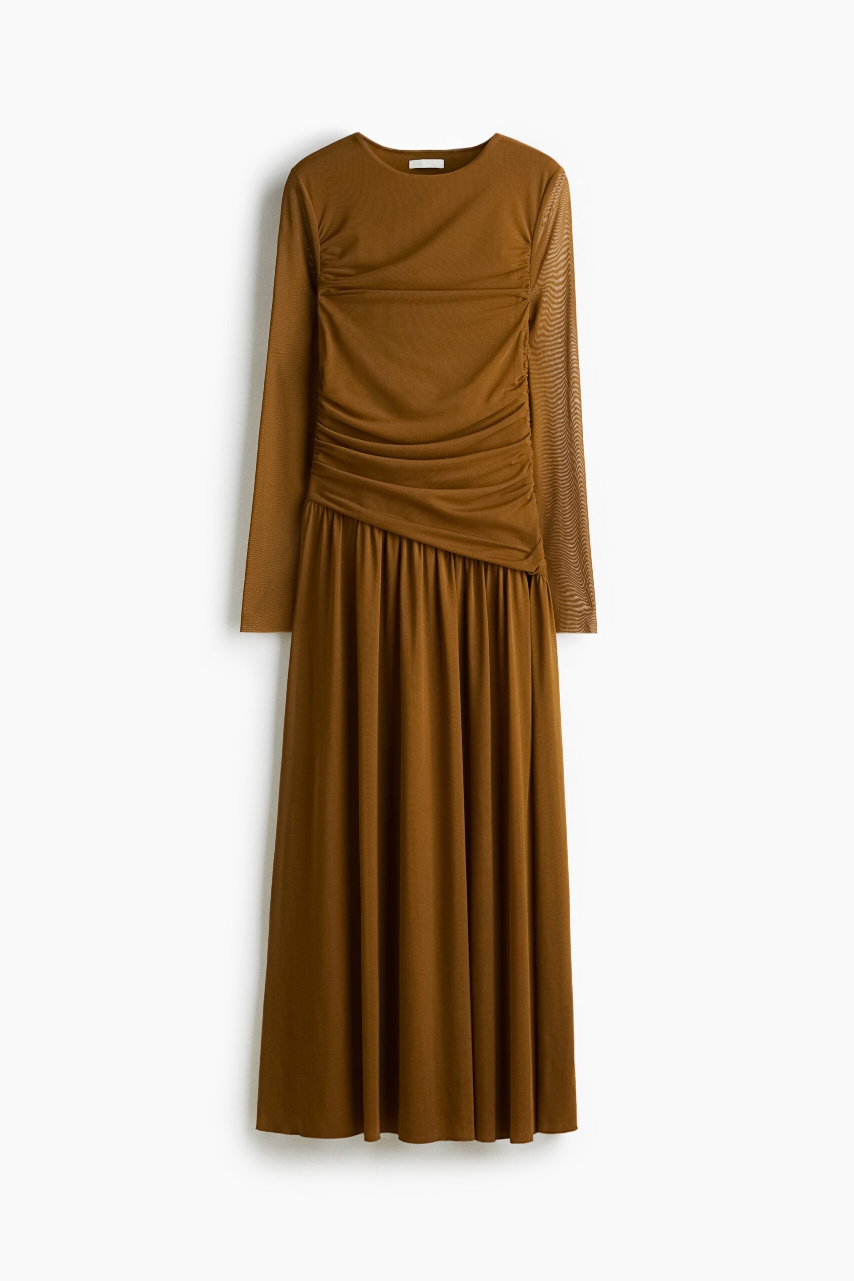 H & M - Gedrapeerde jurk van mesh - Olijfgoud