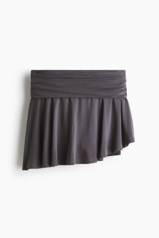 H & M - Asymmetrische yogarok met omslagtaille - Donkergrijs