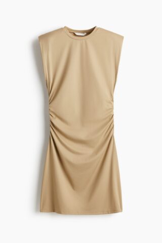 H & M - Jurk van interlocktricot met schoudervullingen - Beige
