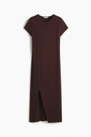 H & M - Halflange T-shirtjurk - Donkerbruin