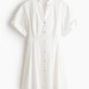 H & M - Getailleerde overhemdjurk - Wit