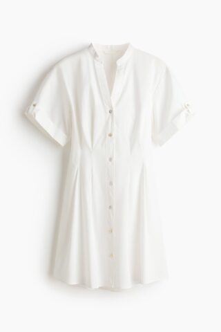 H & M - Getailleerde overhemdjurk - Wit