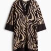 H & M - Tuniekjurk van viscose - Donkerbruin/Zebradessin