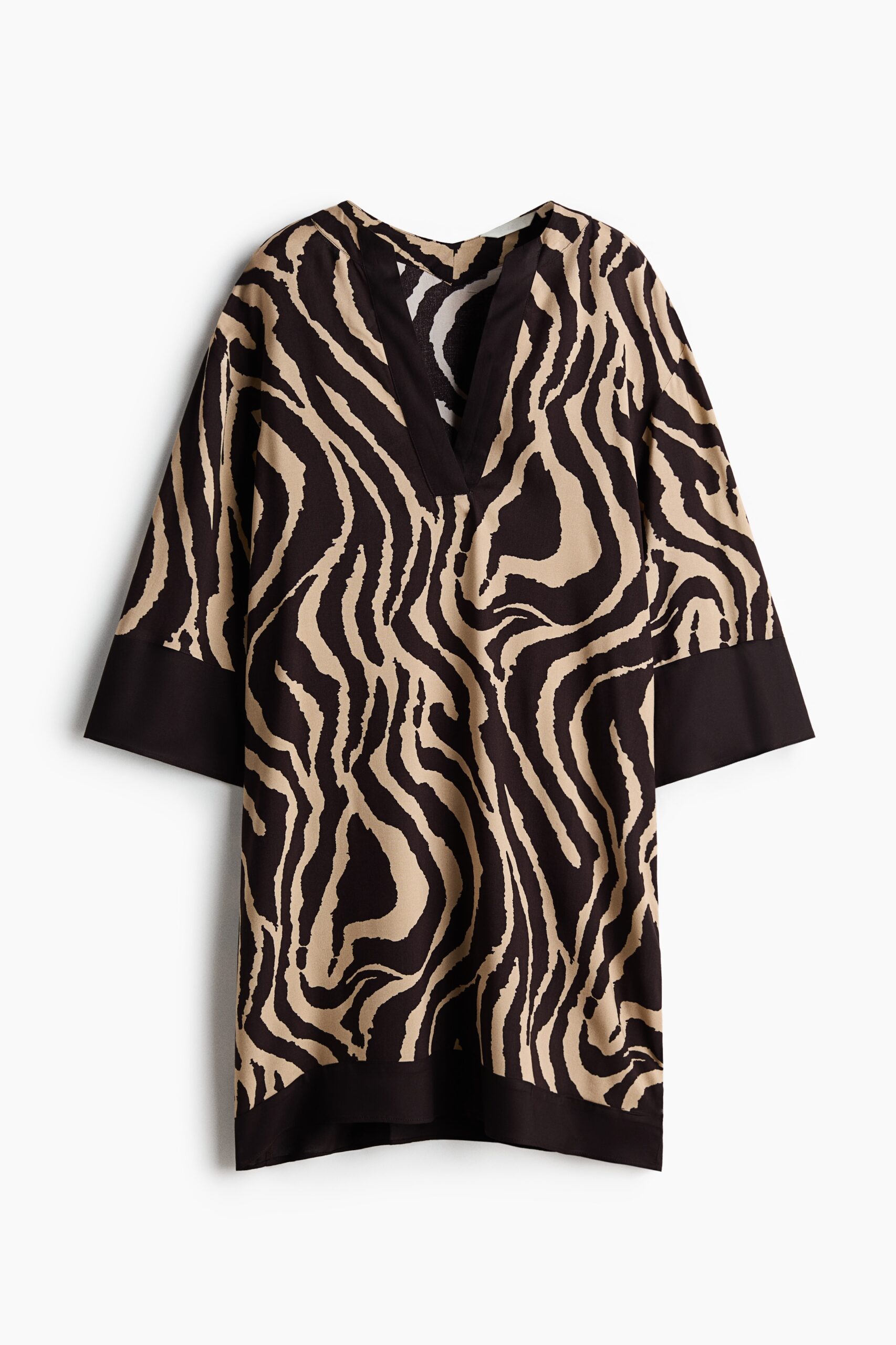 H & M - Tuniekjurk van viscose - Donkerbruin/Zebradessin