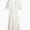 H & M - Jurk met broderie anglaise en capetop - Wit