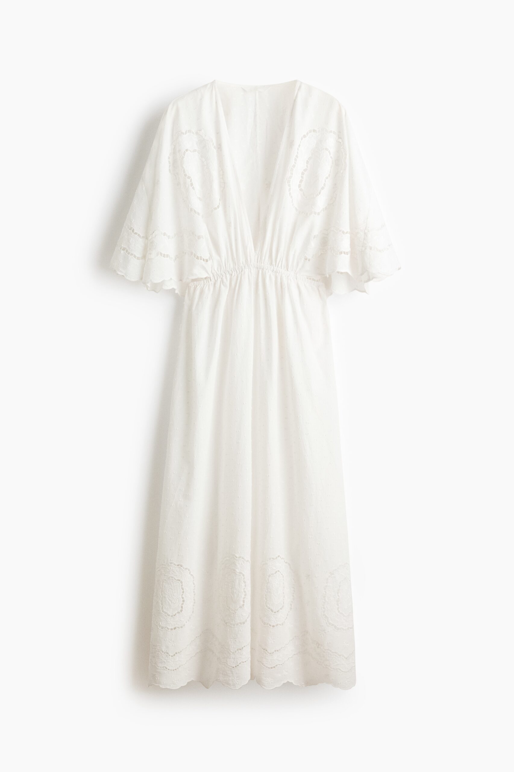 H & M - Jurk met broderie anglaise en capetop - Wit