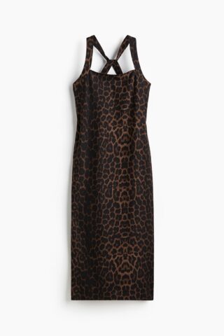 H & M - Jurk van linnenmix - Bruin/Luipaarddessin