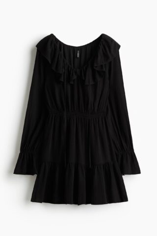H & M - Jurk met volantkraag - Zwart
