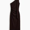 H & M - Gedrapeerde one-shoulderjurk - Donkerbruin
