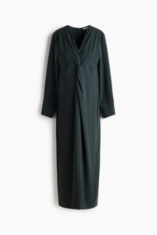H & M - MAMA Draped dress - Donkergroen