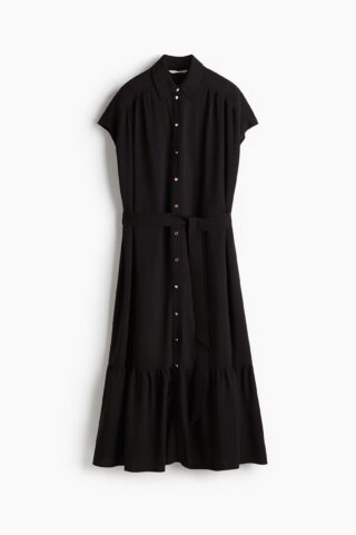 H & M - Overhemdjurk met strikceintuur - Zwart