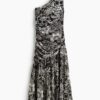 H & M - Gedrapeerde one-shoulderjurk - Zwart/Bloemen