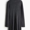 H & M - Fijngebreide jurk met turtleneck - Donkergrijs Gemêleerd