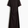 H & M - Gedrapeerde T-shirtjurk - Donkerbruin