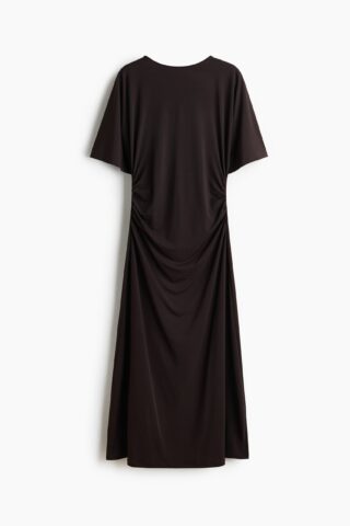 H & M - Gedrapeerde T-shirtjurk - Donkerbruin