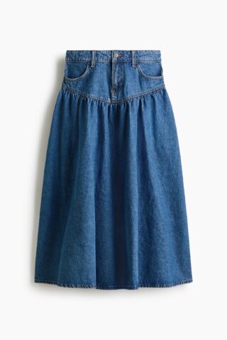 H & M - Denim rok met rimpeleffect - Donker Denimblauw
