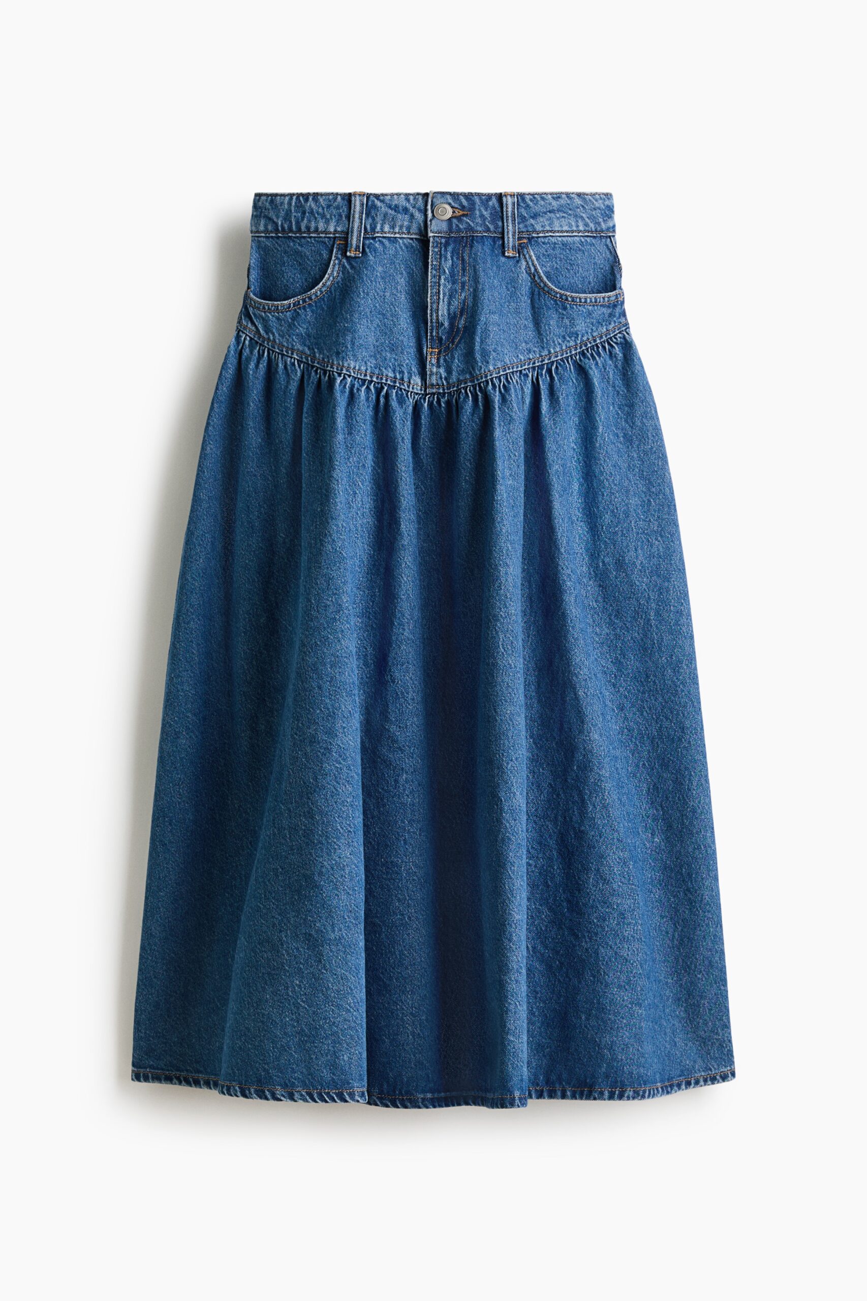 H & M - Denim rok met rimpeleffect - Donker Denimblauw