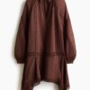 H & M - Jurk van ramiemix - Donkerbruin