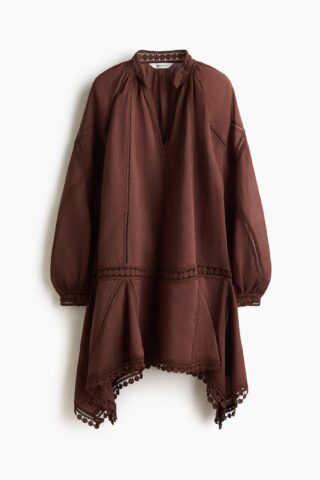 H & M - Jurk van ramiemix - Donkerbruin