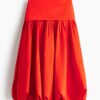 H & M - Halflange ballonrok - Helderrood