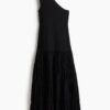 H & M - Lange one-shoulderjurk - Zwart