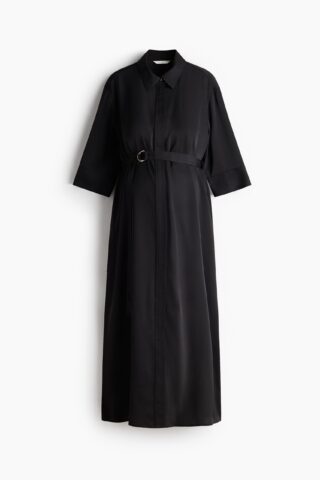 H & M - MAMA Overhemdjurk met ceintuur - Zwart