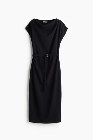 H & M - Gedrapeerde jurk met ceintuur - Zwart