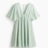 H & M - Chiffon jurk met V-hals - Lichtgroen
