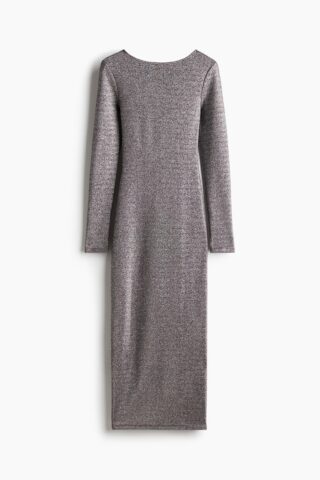 H & M - Glitterende jurk met laag rugdecolleté - Zilverkleurig