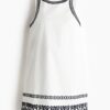 H & M - MAMA Before & After Jurk met borduursel - Wit/Zwart