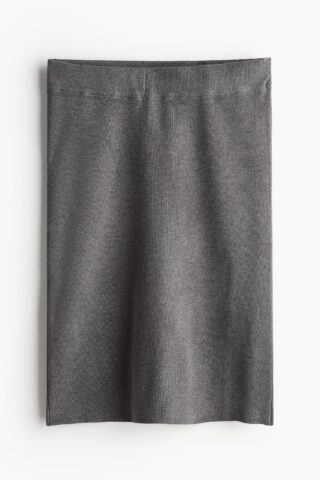 H & M - Ribgebreide rok - Grijs Gemêleerd