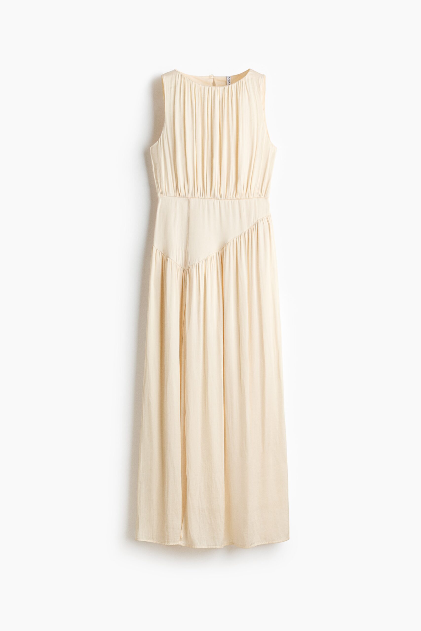 H & M - Ingerimpelde satijnen jurk - Lichtbeige