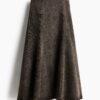 H & M - Flared denim rok - Donkerbruin/Washed Out