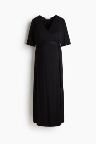 H & M - MAMA Voedingsjurk met overslag - Zwart