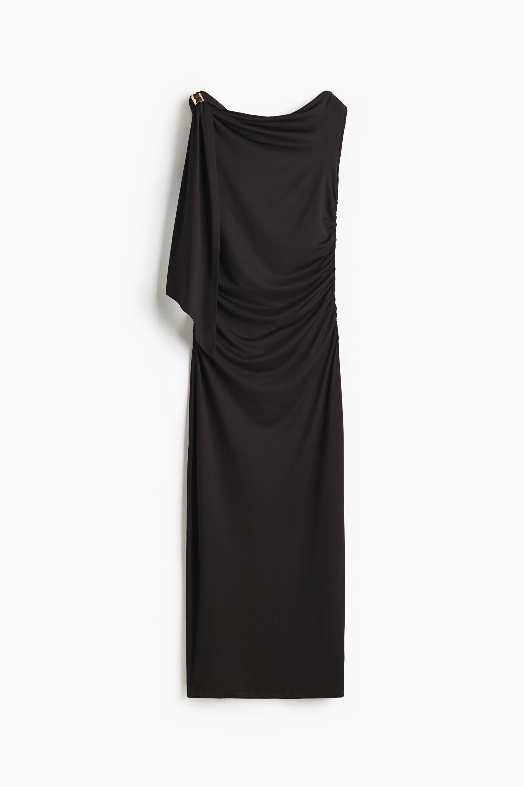 H & M - Gedrapeerde one-shoulderjurk - Zwart