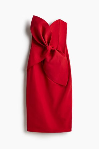 H & M - Kokerjurk met strik - Rood