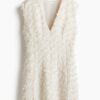 H & M - Jacquardgeweven jurk - Roomwit