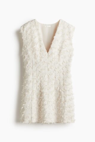 H & M - Jacquardgeweven jurk - Roomwit