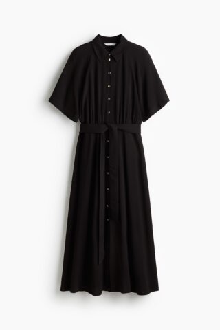 H & M - Overhemdjurk met strikceintuur - Zwart