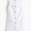 H & M - Mouwloze denim jurk - Wit