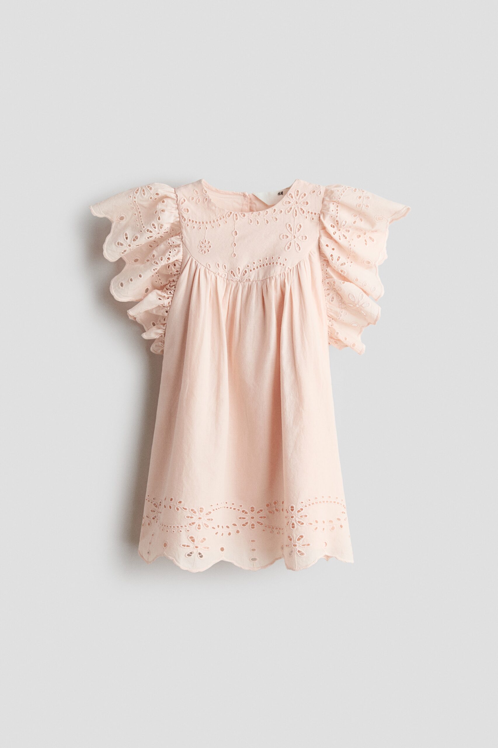 H & M - Jurk met broderie anglaise - Lichtroze