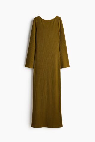 H & M - Structuurgebreide maxi-jurk - Olijfgroen