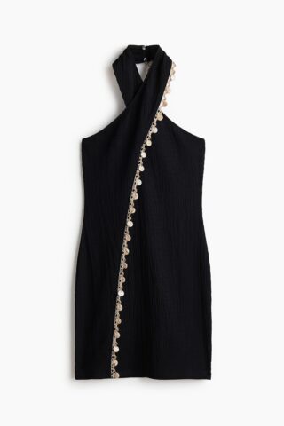 H & M - Halterjurk met decoraties - Zwart