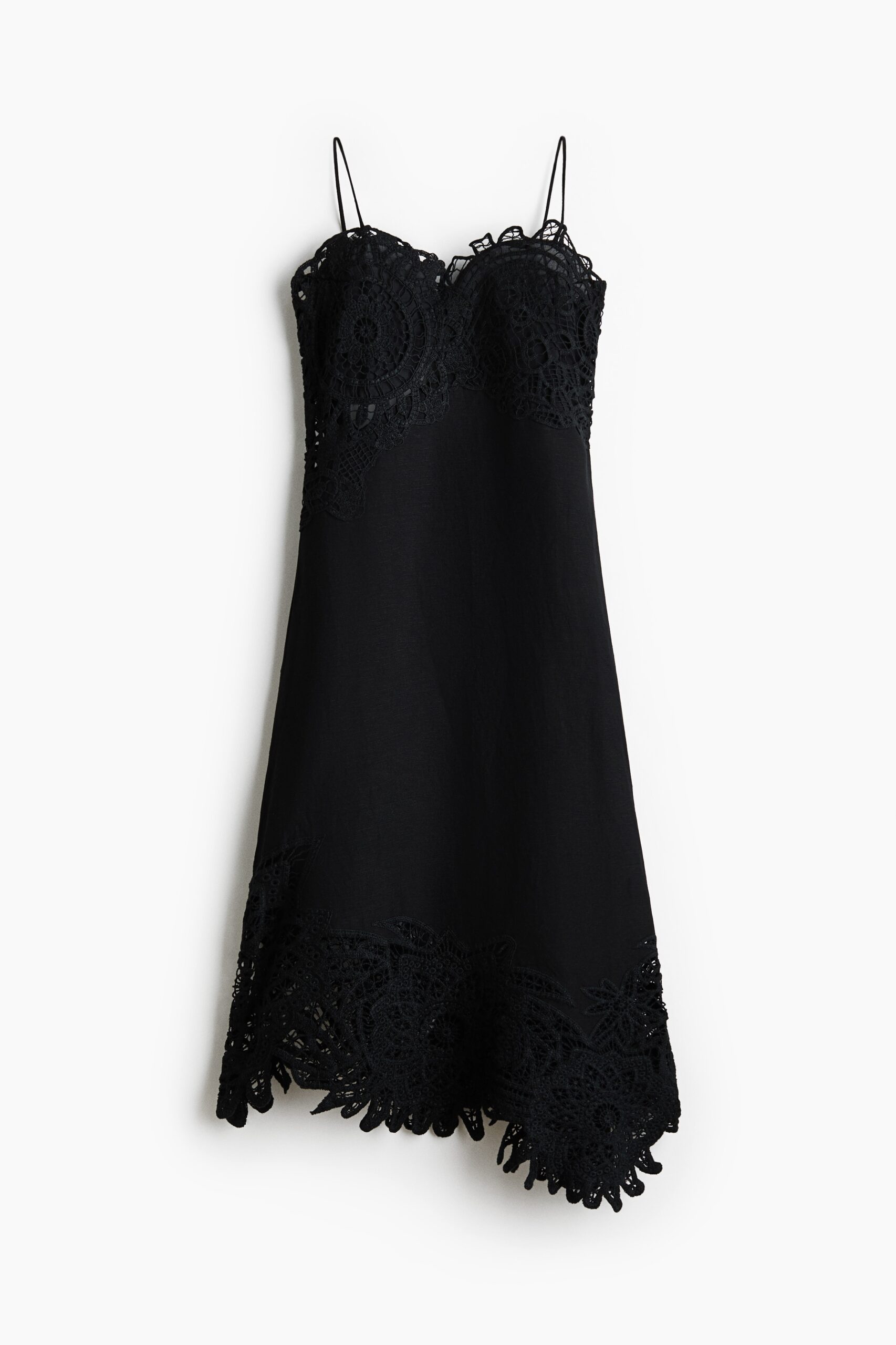 H & M - Jurk van linnenmix met kanten details - Zwart H & M - Jurk van linnenmix met kanten details - Zwart